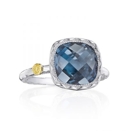 Cushion Gem Ring with London Blue Topaz