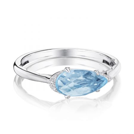 Solitaire Pear-Shaped Ring with Sky Blue Topaz