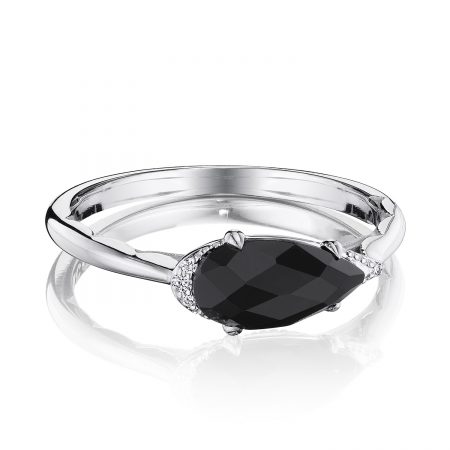 Solitaire Pear-Shaped Ring with Black Onyx
