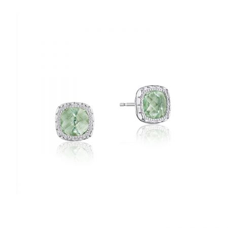 Cushion Gem Earrings with Prasiolite